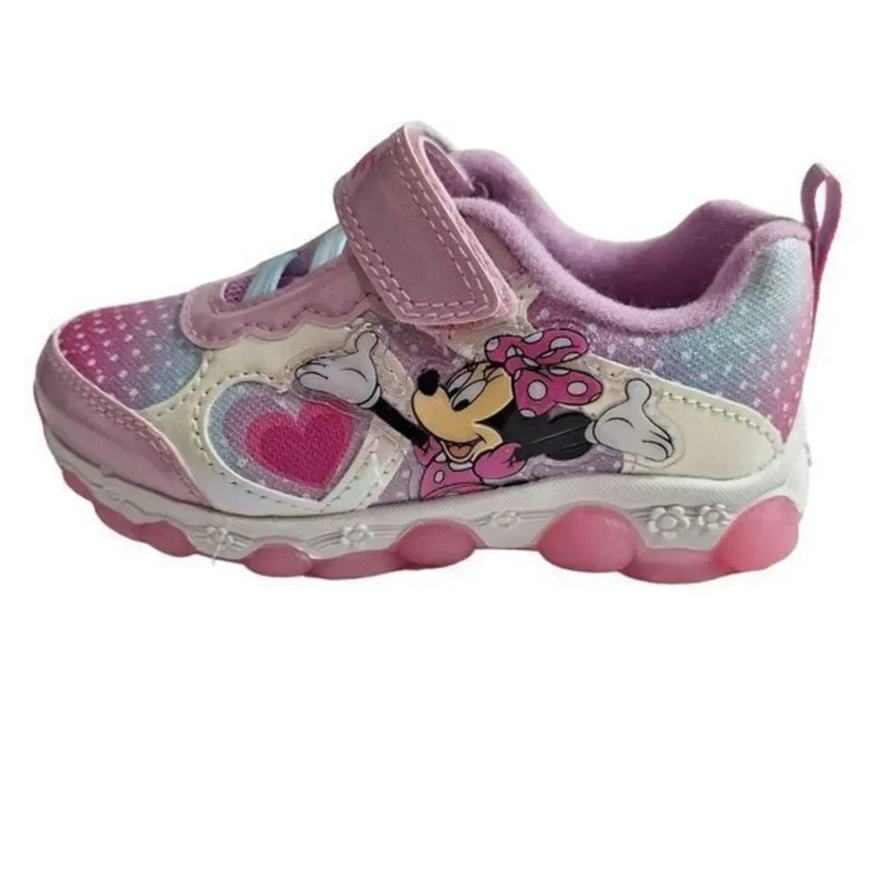 Minnie shoes for girls sneakers with LED light without laces Pink Size 10 (18cms